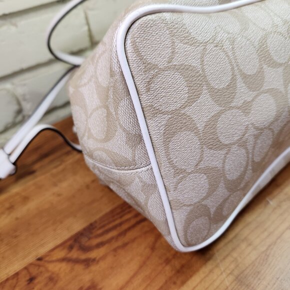 Euc Coach Drawstring Carryall Khaki Signature Shoulder Bag Purse - Picture 11 of 15